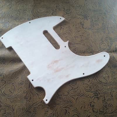 Custom Tooled Leather Fender Telecaster Pickguard Distressed White Road Worn image 2