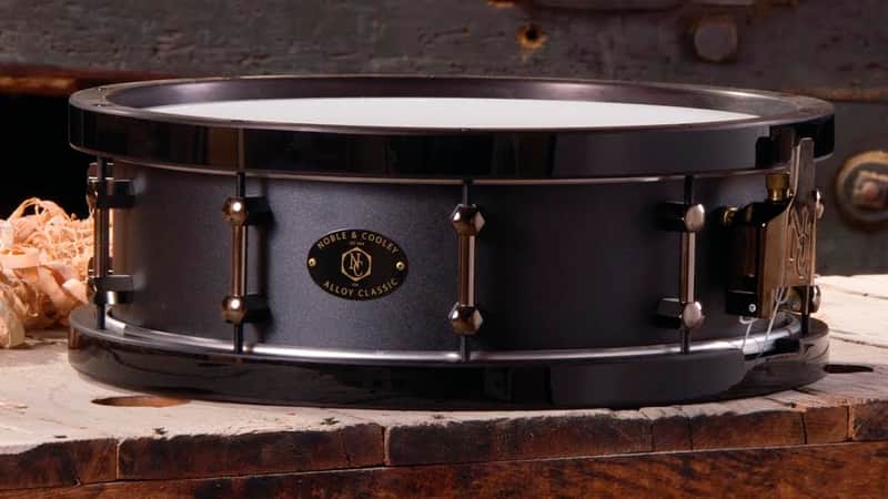 Noble & Cooley *Pre-Order* Alloy Classic 6x14" Cast Aluminum Snare Drum Black Powder Coat Black Nickel Hardware Wood Hoops | Made in the USA | Special Order | Authorized Dealer image 1