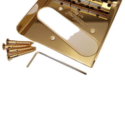 WILKINSON Gold Telecaster Ashtray Bridge with WTB Compensated Brass Saddles image 3