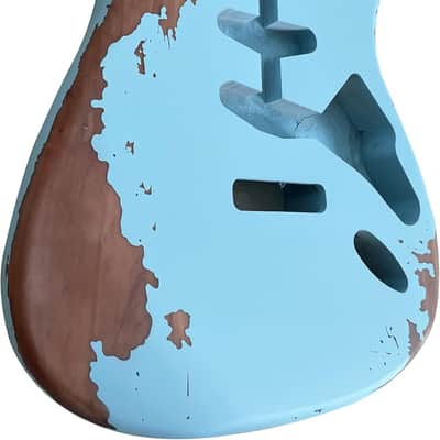 Electric Guitar Body Stratocaster Style Nitro Top Wood DIY Guitar Body S-S-S pickups Heavy Guitar Body Blue image 1