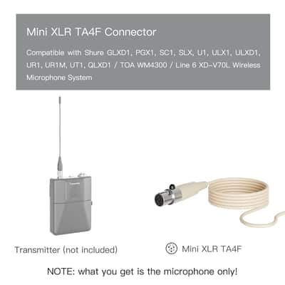 Pro Headset Headworn Single Earhook Microphone Mic-J S90 Compatible With Wireless Transmitter imagen 2