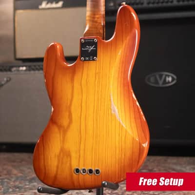 Fender Custom Shop Artisan Maple Burl Relic Jazz Bass - Honey Burst with Hardshell Case image 2