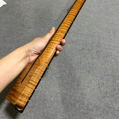 Left hand Ebony inlay 22fret Satin Roasted Flame Maple guitar neck part image 4
