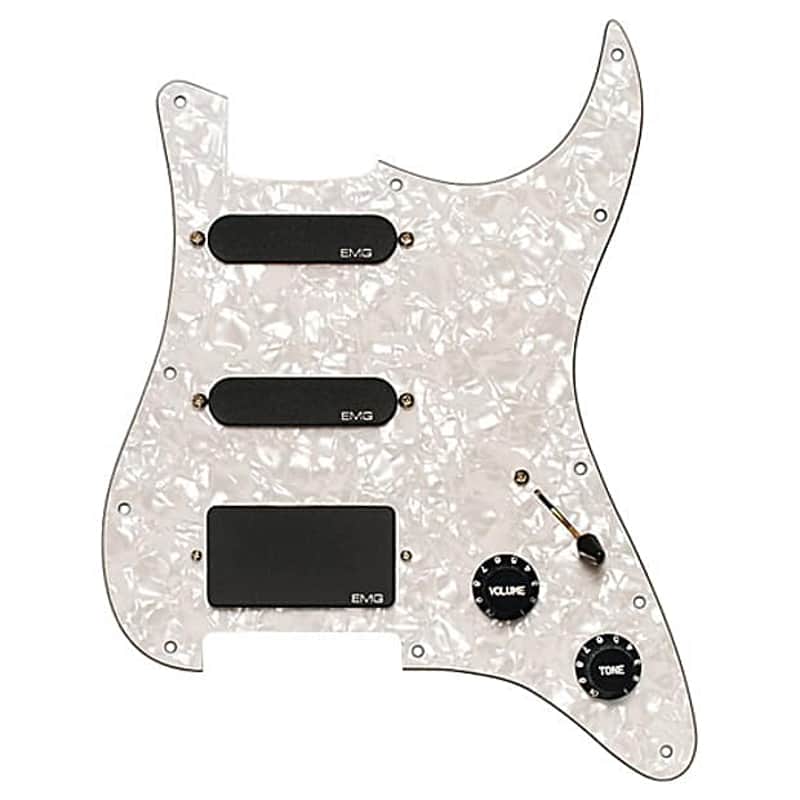 EMG KH20 Kirk Hammett Active Pickup Set and Wired Pickguard, Pearl White with Black Knobs image 1