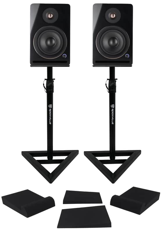 2) Rockville APM5B v2 5.25" Powered Studio Monitor Speakers USB/Bluetooth+Stands image 1