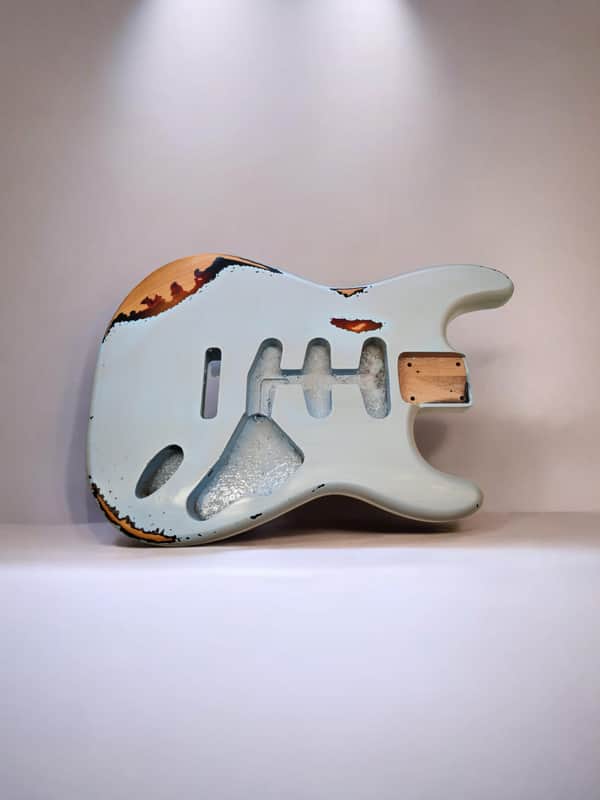 NITRO Relic Sonic Blue over sunburst Alder S-Style guitar body image 1