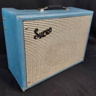 Vintage 1963-64 Supro/Valco 1616T Coronado JR Combo Amp Trojan Tremolo, Midnight Blue Rhino Hide Tolex/White Piping image 1