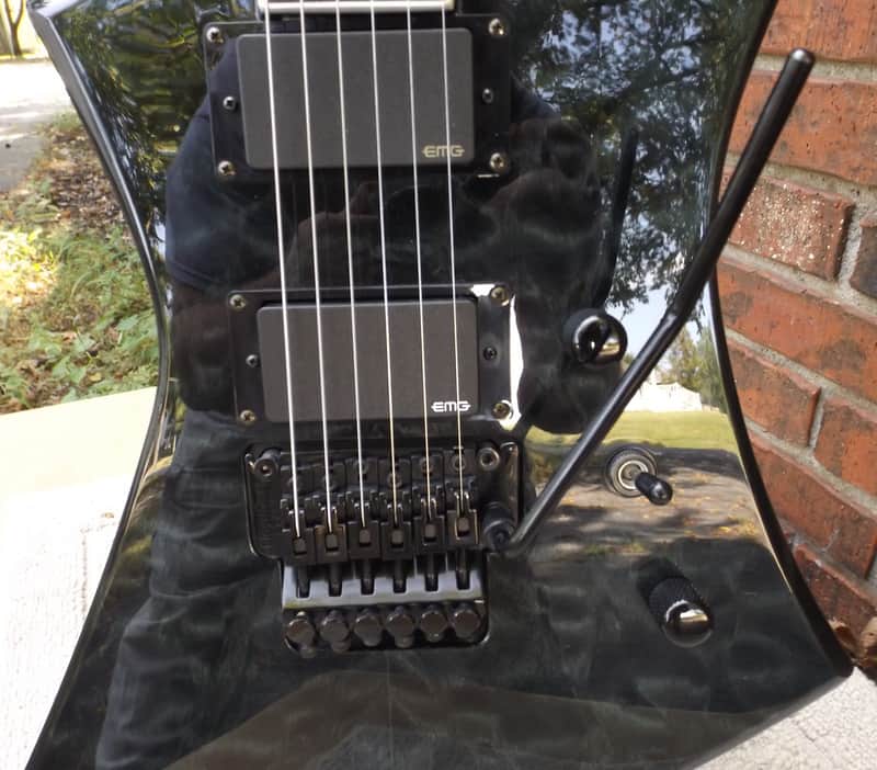 Jackson KEXMG Quilt Maple Top, Kelly, Trans Black, EMG 81/85