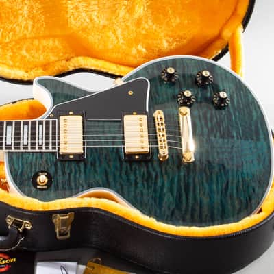 2024 Gibson Custom M2M ’68 Les Paul Custom Nordic Blue 5A Quilt Top TV White COA image 1