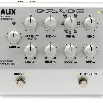 Grace Design ALiX Acoustic Instrument Preamp / EQ / DI / Boost Pedal - Silver image 1