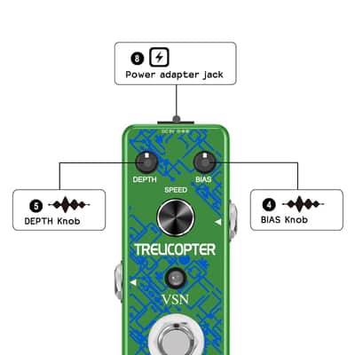 VSN Guitar Tremolo Effect Pedal of Classic Trelicopter Effects Tremolo Pedals for Electric Guitar Effect True Bypass image 3