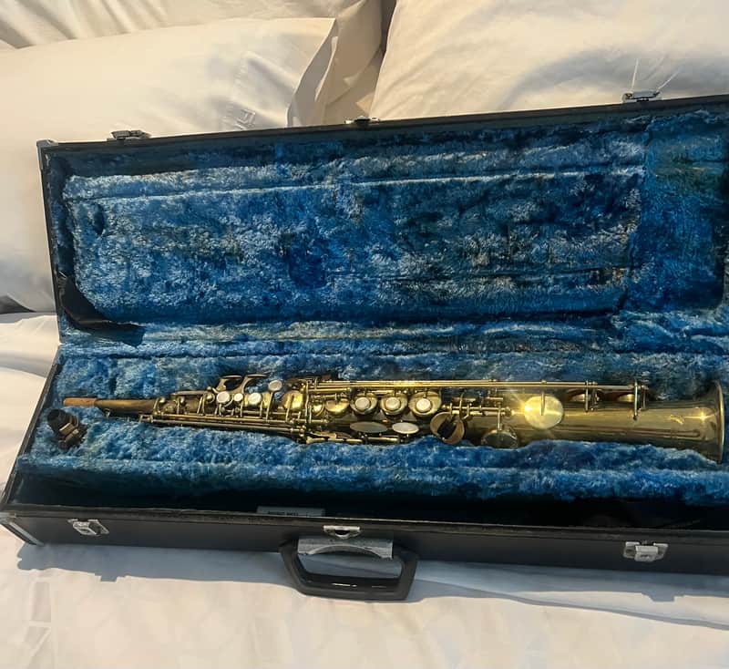 Vintage Yamaha YSS\-61 Purple Logo Soprano Saxophone, serial \#2048\. Early Japanese professional model with exceptional craftsmanship, warm tone, excellent intonation, and smooth action\. A highly collectible vintage Yamaha for players and collectors\. image 1