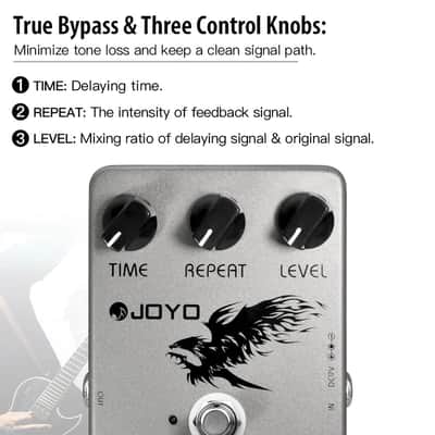 Joyo Digital Delay Guitar Pedal Range 25ms-600ms Time/Repeat/Level True Bypass image 5