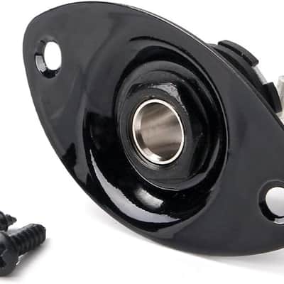 Metal Oval Guitar Jack Plate 1/4" Guitar Input Jack Socket Plate Guitar Output Jack Plate with Screws for Strat Tele Style Electric Guitar (Black) image 3