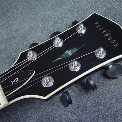 Parkwood H2 Black Hybrid Electric Semi-Hollowbody Guitar w/ Hardshell Case image 5