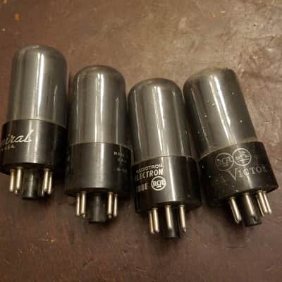 RCA Matched Pair (2) 6V6GT AT1000 TESTED Vacuum Tubes greyglass black plate Beam Power 6V6 1945-1958 image 7