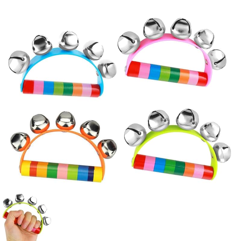 2025 Unbranded 4 Pcs Half Moon Tambourine Handbell, Tambourine...