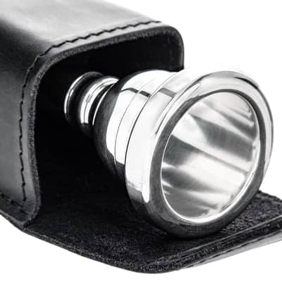 Trumpet Mouthpiece Pouch Leather Crazy Horse Brown. Handmade (Single, Black) image 5