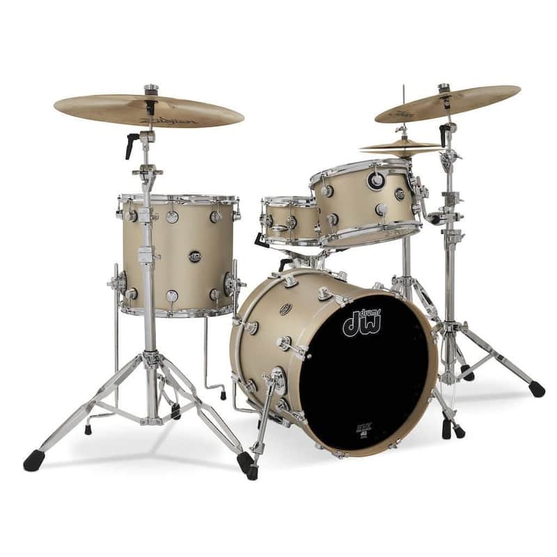 DW Performance 3pc Drum Set 18/12/14 Hard Satin Gold Mist image 1