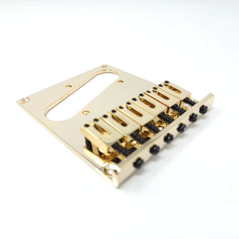 Brio Telecaster Left Handed 6 modern saddle Tele Bridge - Gold image 1