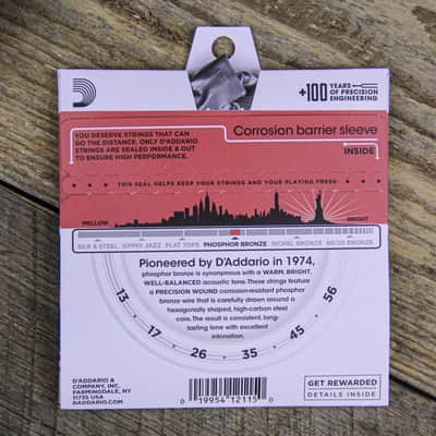 D'Addario EJ17 Medium Phosphor Bronze Acoustic Strings 13-56 image 3