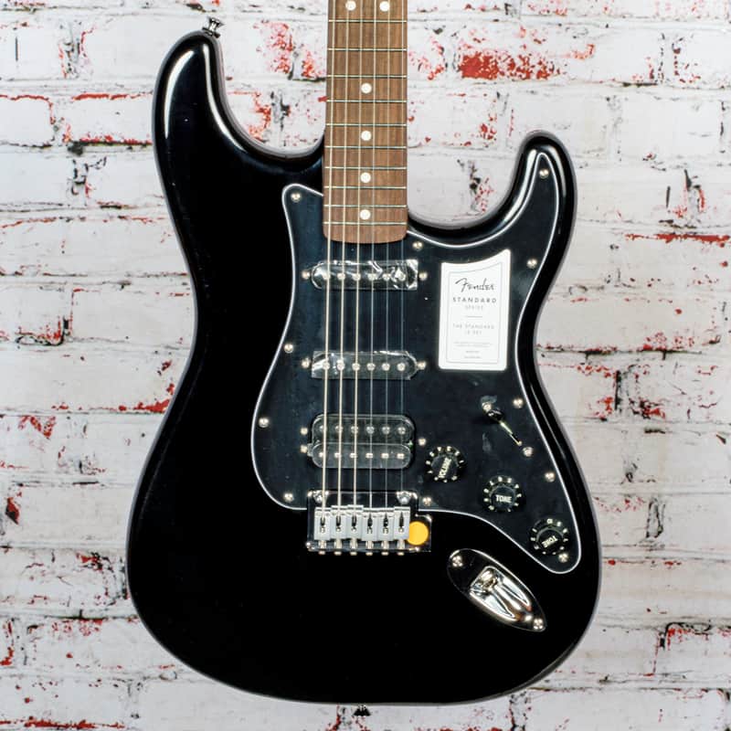 Fender Standard Strat HSS, Laurel Fingerboard, Black Pickguard, Black image 1