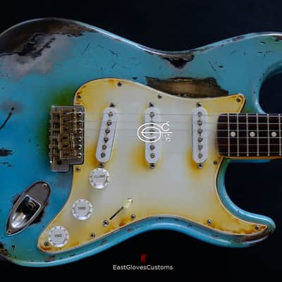 Fender Stratocaster 50th Anniversary Daphne Blue/Silver Aged Relic image 6