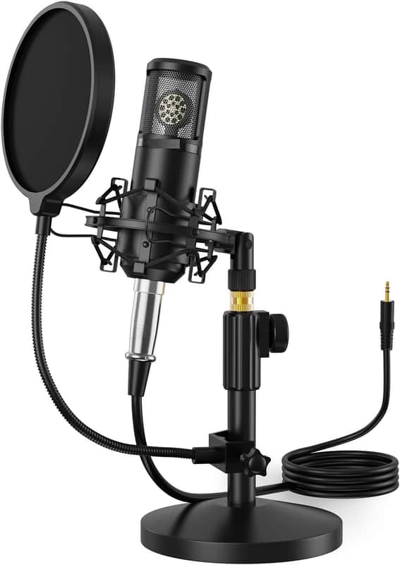 Condenser Microphone with 25mm Large Diaphragm, Professional Cardioid Studio Condenser Recording Mic with 3.5mm XLR for podcasting, Streaming, Singing, Vocal, Home-Studio image 1