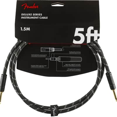 Genuine Fender Deluxe Series Instruments Cable Straight/Straight 5' Black Tweed