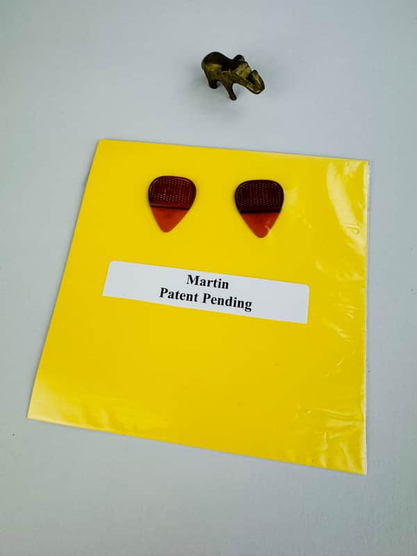 Martin "Patent Pending" Guitar Picks, Medium & Heavy, (1970's) - Amber image 1
