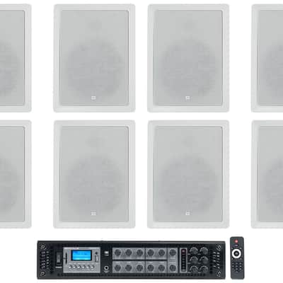 (8) JBL CONTROL 128 WT 8" 50w Commercial 70v In-Wall Speakers+Amp For Restaurant image 1