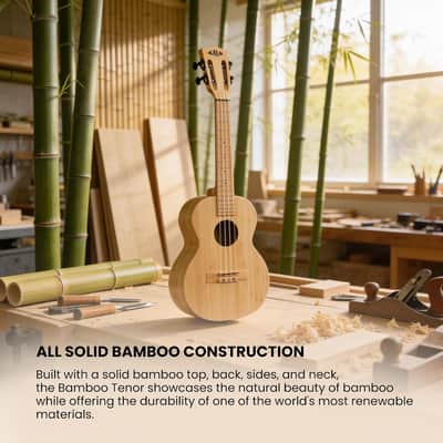 Kala Brand Music Co. Bamboo Collection, 4-String Ukulele, Right, Natural, Tenor (KA-BMB-T) image 9