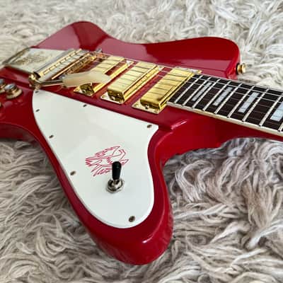 Vintage 1999 Epiphone '63 Firebird VII 1963 Reissue Cardinal Red Electric Guitar MIK image 6