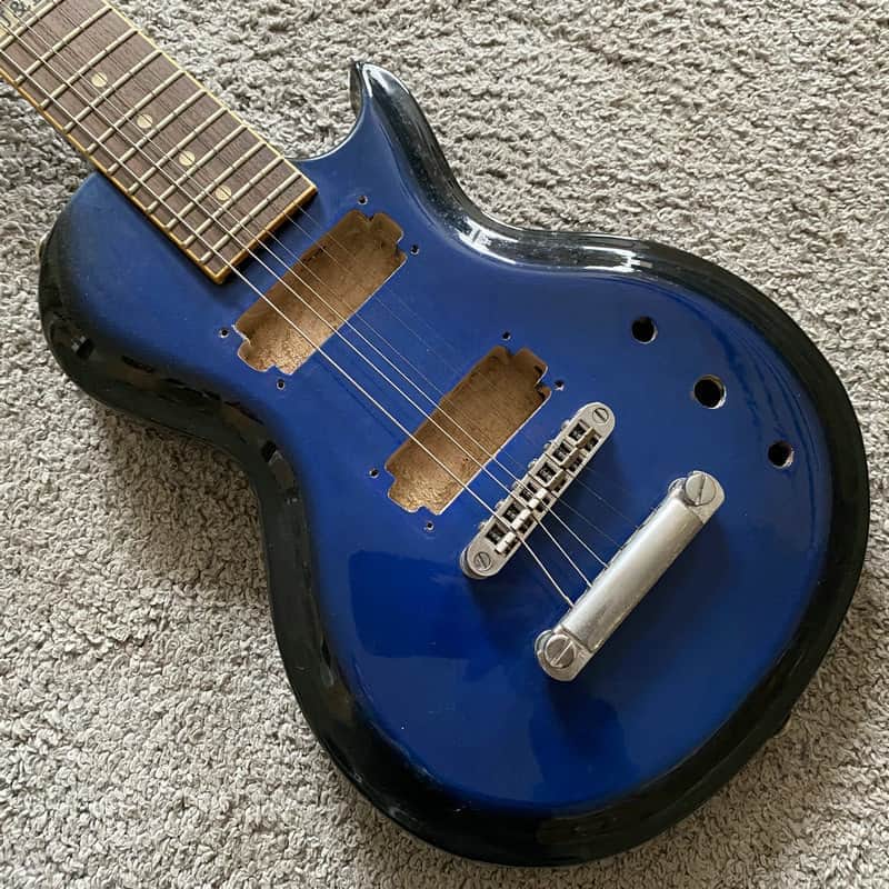 J&D Blue Mini Electric Guitar, Solid Basswood Body, Maple Neck Rosewood Fingerboard image 1