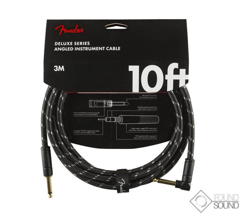 Fender Deluxe Series 10' Instrument Cable Black Tweed Right Angle image 1