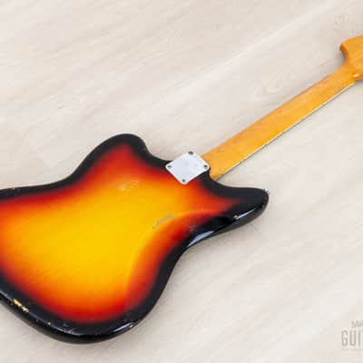 1966 Fender Jaguar Vintage Offset Guitar Sunburst w/ Big Neck, Case image 13