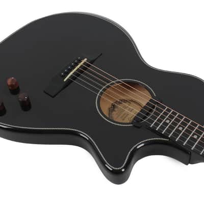 Swing Hybrid-Black All Solid Electric Acoustic Slim Guitar Piezo Magnetic Pickup image 3