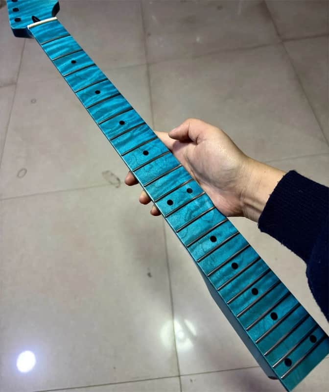 24fret Blue Flame Maple Round head fret electric guitar neck PART 25.5inch gloss image 1