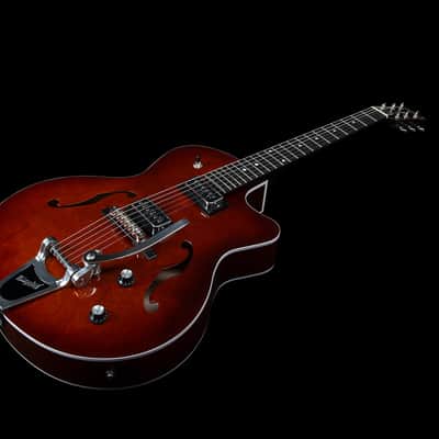 Godin 5th Ave Uptown T-Armond Havana Burst Hollow Body Electric Guitar image 4