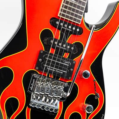 1996 Jackson DK2 Pro Dinky Electric Guitar – Hot Rod Flames, Floyd Rose, Gigbag image 8