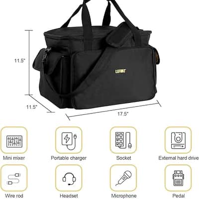 DJ Equipment Gig Bag Cable File Organizer Bag with Detachable Dividers and Padded Bottom,Travel Music Bag for Professional DJ Gear,Sound Equipment, Musical Instrument and Accessories image 3