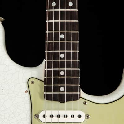Fender Custom Shop 1960 Stratocaster Heavy Relic Olympic White Over Red Sparkle image 10