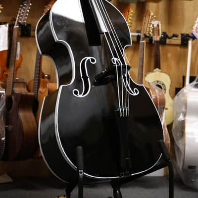 Handcrafted Glossy Black Tololoche (Double Bass) with White Outline image 1