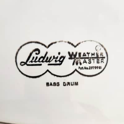 NOS Ludwig Weathermaster 30" Bass Drum Head Smooth White 1960s Script Cloud Stamp image 2