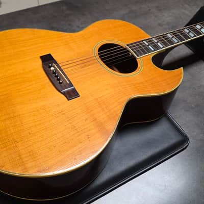 Landola J-800 Made in FINLAND Florentine Cutaway Jumbo Acoustic-Electric Guitar Finnish European EU Build with USA Shadow P4 4-band EQ pre-amp Vintage 80s 1980's Gibson Open-Book Headstock image 5