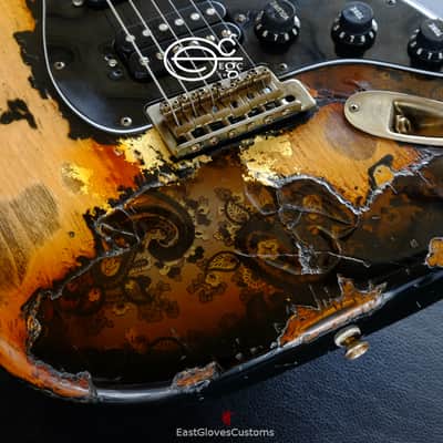 Fender Stratocaster FSR Paisley HSS Black/Gold Leaf Heavy Aged Relic (RARE) image 1