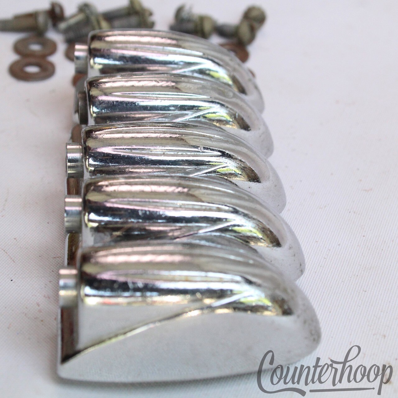 Gretsch 5x 12"Tom/Snare Drum Lugs Round Badge RB Chrome Vintage 60s Streamline — main photograph