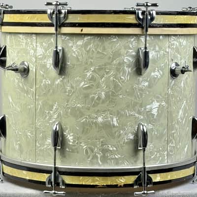 Gretsch 20/13/16/6.5x14" 1951 Round Badge 3-Ply Drum Set - White Marine Pearl image 10