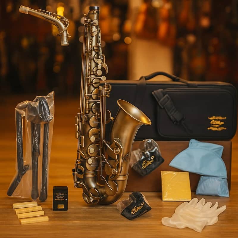 AS-II Alto Saxophone Beginner Kit – Antique Brass Eb E-Flat Sax with Case, Stand & Accessories (Vintage Finish) image 1