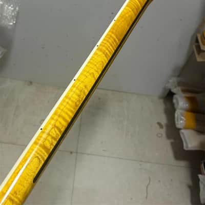 AAA 4 string Yellow Gloss Flame Maple Electric Bass neck 20 Fret Rosewood Inlay image 8